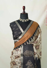 Ivory Beige - Jasmine - Fancy Jute with Small Border - Perfect for Office Wear | Casual Wear
