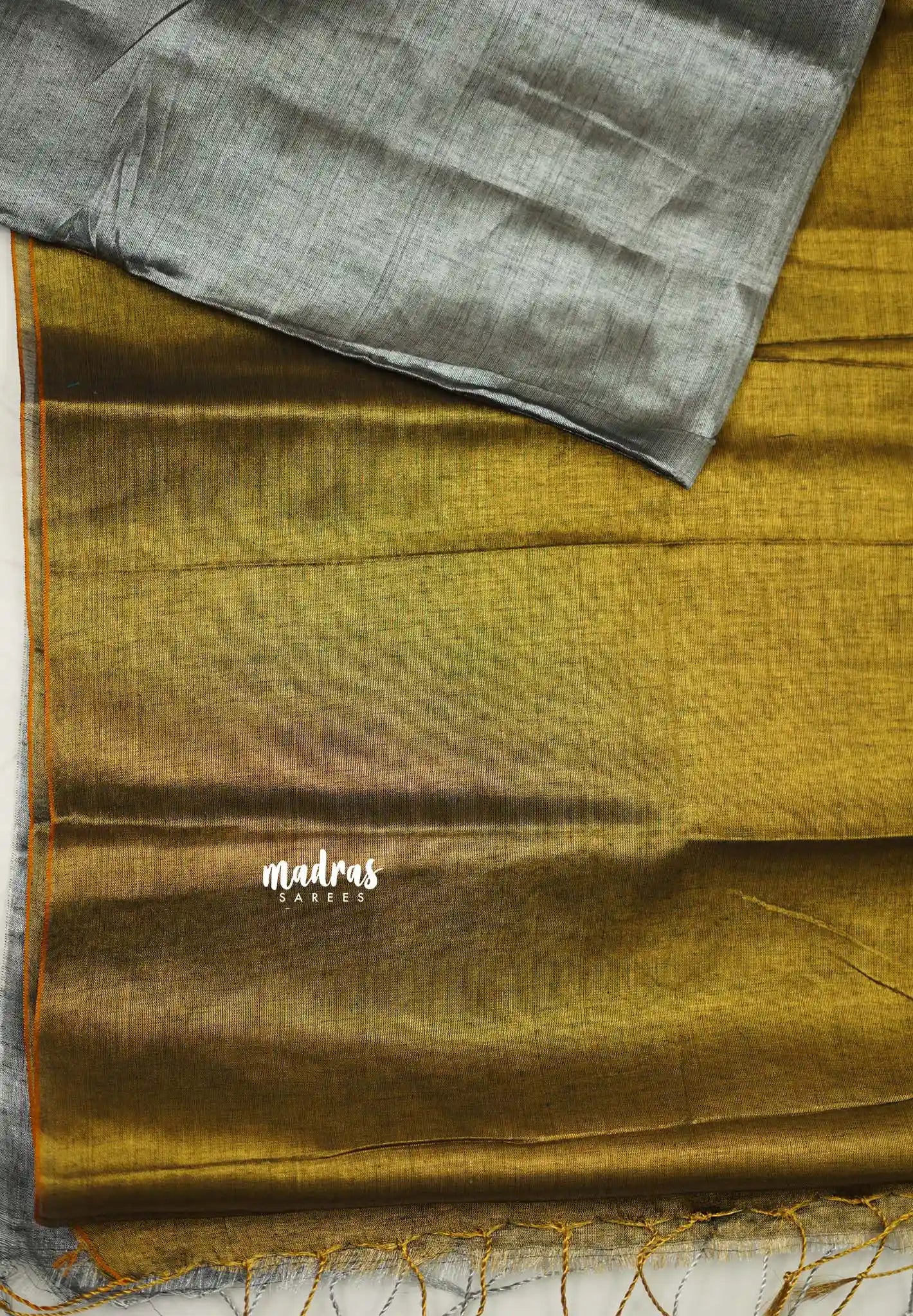 Soft Gold and silver Half and Half Tissue khadi - Madras Sarees