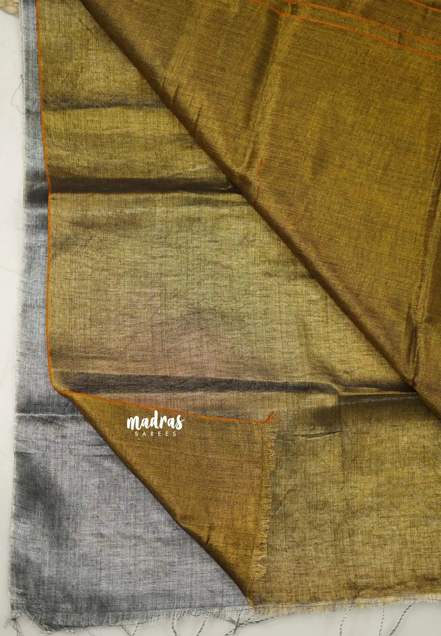 Soft Gold and silver Half and Half Tissue khadi - Madras Sarees