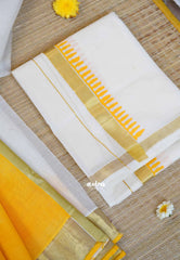 Hand-Painted South Cotton Haldi Special Saree & Raw Silk Dhoti Combo for Couples