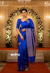 MS Blue - Hamsavalli – Soft Silk Elegance saree with temple weaving rich pallu