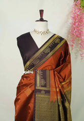Rust Orange - Hamsavalli – Soft Silk Saree Kolam Motifs Weaving Body and Border with Rich Pallu - Best for wedding