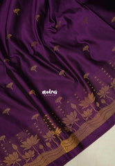 Royal Purple - Hamsavalli – Soft Silk Saree Rich Pichwai Depiction Pallu and Lotus Weaving Border - Best for wedding