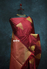 Majestic Maroon - Hamsavalli – Soft Silk Elegance saree with temple weaving rich pallu