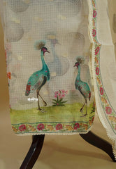 Amitha – Ivory Cream Hand Embroidered Pure Kota Silk Salwar Suit