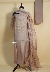 Amitha – Muted Purple Hand Embroidered Pure Kota Silk Salwar Suit