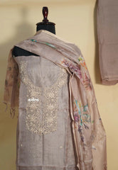 Amitha – Muted Purple Hand Embroidered Pure Kota Silk Salwar Suit