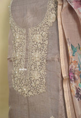 Amitha – Muted Purple Hand Embroidered Pure Kota Silk Salwar Suit