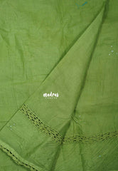 Sage Green - Shalini - Handmade Pure Kota Cotton with Crochet Handwork - Best for Office Wear / Hightea party
