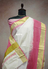 Breezy pink - Gradient Hand-Painted South Cotton Saree with raw silk blouse - Vtv Trisha inspired