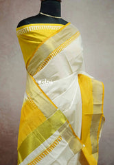 Haldi turmeric - Gradient Hand-Painted South Cotton Saree with raw silk blouse
