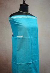 Breezy blue - Gradient Hand-Painted South Cotton Saree with raw silk blouse - vtv Trisha inspired
