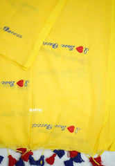 Soft Mul cotton I love chennai Embroidery saree - Yellow