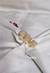 Rose Quartz Raw Stone Handmade Imported Contemporary Stack Adjustable Ring