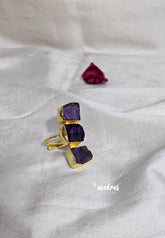 Amethyst Raw Stone Handmade Imported Contemporary Stack Adjustable Ring