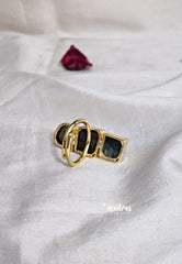 Black Tourmaline Raw Stone Handmade Imported Contemporary Stack Adjustable Ring