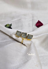 Moonstone Grey Raw Stone Handmade Imported Contemporary Stack Adjustable Ring