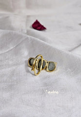 Moonstone Grey Raw Stone Handmade Imported Contemporary Stack Adjustable Ring