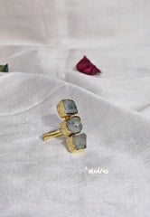 Moonstone Grey Raw Stone Handmade Imported Contemporary Stack Adjustable Ring