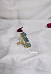 Malachite Green Raw Stone Handmade Imported Contemporary Stack Adjustable Ring