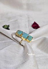 Amazonite Green Raw Stone Handmade Imported Contemporary Stack Adjustable Ring