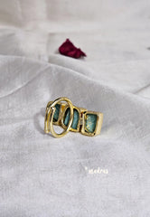 Amazonite Green Raw Stone Handmade Imported Contemporary Stack Adjustable Ring