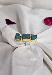 Malachite Green Raw Stone Handmade Imported Contemporary Stack Adjustable Ring