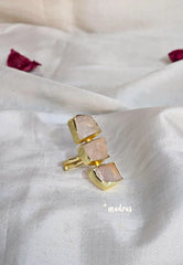 Rose Quartz Raw Stone Handmade Imported Contemporary Stack Adjustable Ring