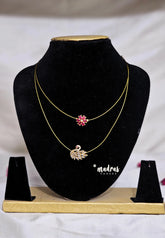 Invisible viral Wire Necklace – Premium Floating Multilayer Peacock and Flower Pendant