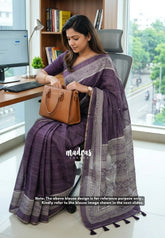 Muted Jamun Purple - Isha - Fancy Chanderi Silk with Grooves - Best for Office Wear | Casual Wear