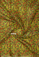 Navy Blue - Isha - Chanderi Cotton Floral Prints with Small Border