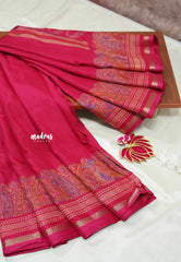 Pink - Isha - chanderi cotton with small gold tissue border