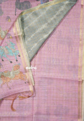 Steel Grey - Isha - Chanderi cotton with tie and dye print and kalamkari pallu - Perfect for Office Wear | corporate meetings | College wear