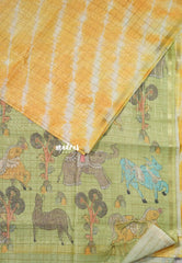 Mango Yellow - Isha - Chanderi cotton with tie and dye print and kalamkari pallu - Perfect for Office Wear | corporate meetings | College wear