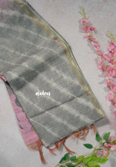 Steel Grey - Isha - Chanderi cotton with tie and dye print and kalamkari pallu - Perfect for Office Wear | corporate meetings | College wear