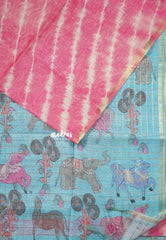 Rose Pink - Isha - Chanderi cotton with tie and dye print and kalamkari pallu - Perfect for Office Wear | corporate meetings | College wear