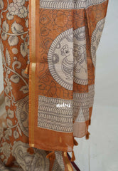 Mustard Brown - Isha - Fancy Chanderi Silk with Kalamkari Prints - Best for Office Wear | Casual Wear