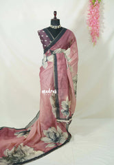 Antique Pink - Isha - Chanderi Cotton Saree Trendy Prints - Perfect for Office Wear | corporate meetings | College
