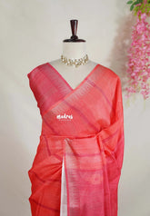 Peach Red - Jasmine - Fancy Jute with Small Border - Perfect for Office Wear | Casual Wear