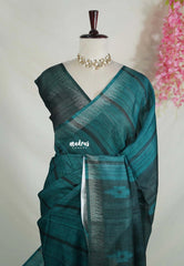 Dark Teal Green - Jasmine - Fancy Jute with Small Border - Perfect for Office Wear | Casual Wear