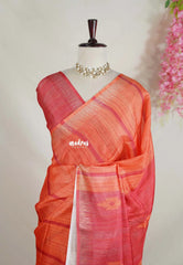 Peach Orange - Jasmine - Fancy Jute with Small Border - Perfect for Office Wear | Casual Wear