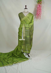 Spring Onion Green - Jasmine - Fancy Jute with Small Border - Perfect for Office Wear | Casual Wear