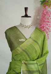 Spring Onion Green - Jasmine - Fancy Jute with Small Border - Perfect for Office Wear | Casual Wear