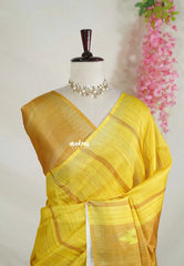 Greenish Yellow - Jasmine - Fancy Jute with Small Border - Perfect for Office Wear | Casual Wear