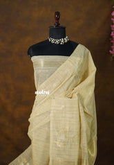 Sandal Beige - Premium Jute Silk Saree with Zari Detailing - Perfect for Office Wear