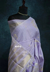 Pastel Lavender - Premium Jute Silk Saree with Zari Detailing – Handcrafted Elegance