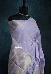 Pastel Lavender - Premium Jute Silk Saree with Zari Detailing – Handcrafted Elegance