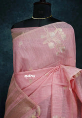 Pastel pink - Premium Jute Silk Saree with Zari Detailing – Handcrafted Elegance