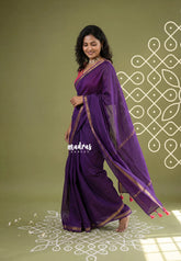 Jamun Purple - Kalanjali Soft Chanderi Silk with Contrast Blouse Combo - Perfect for Office Wear