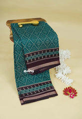 Teal Green - Kalanjali Soft Chanderi Silk with Ajrakh Prints